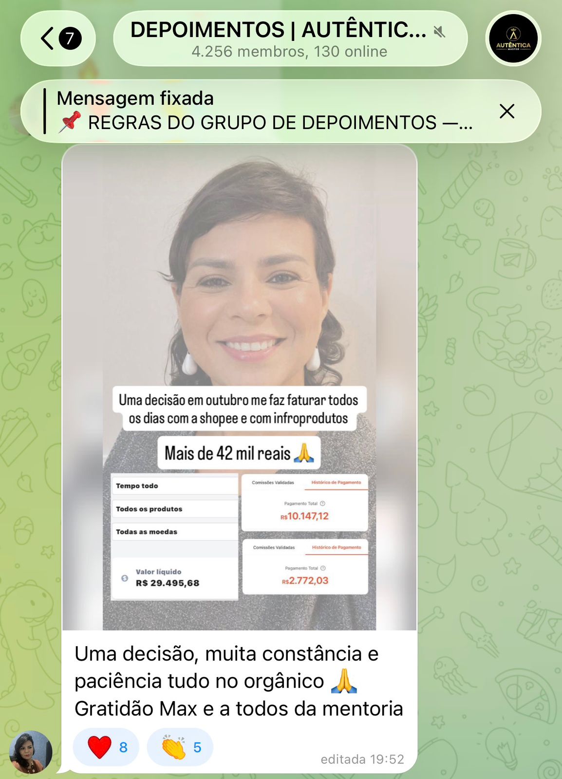Depoimento de aluna