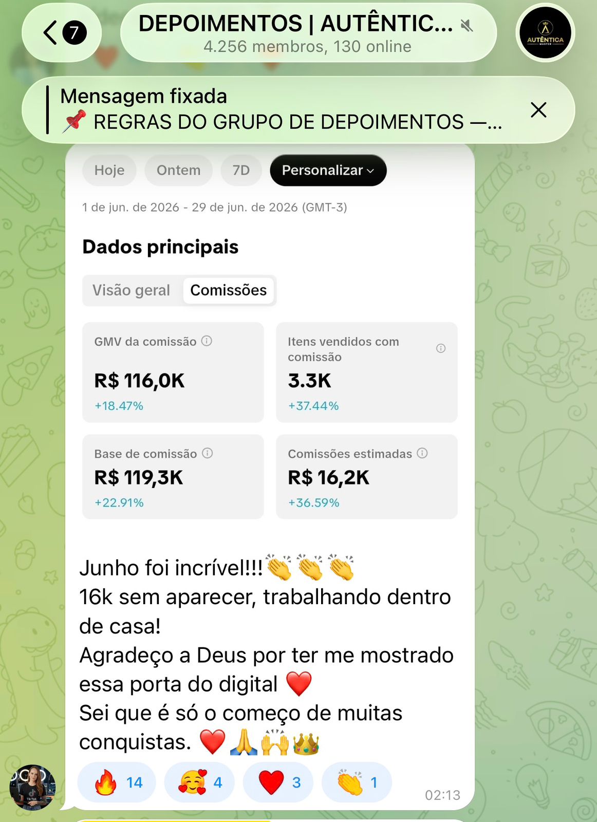 Depoimento de aluna