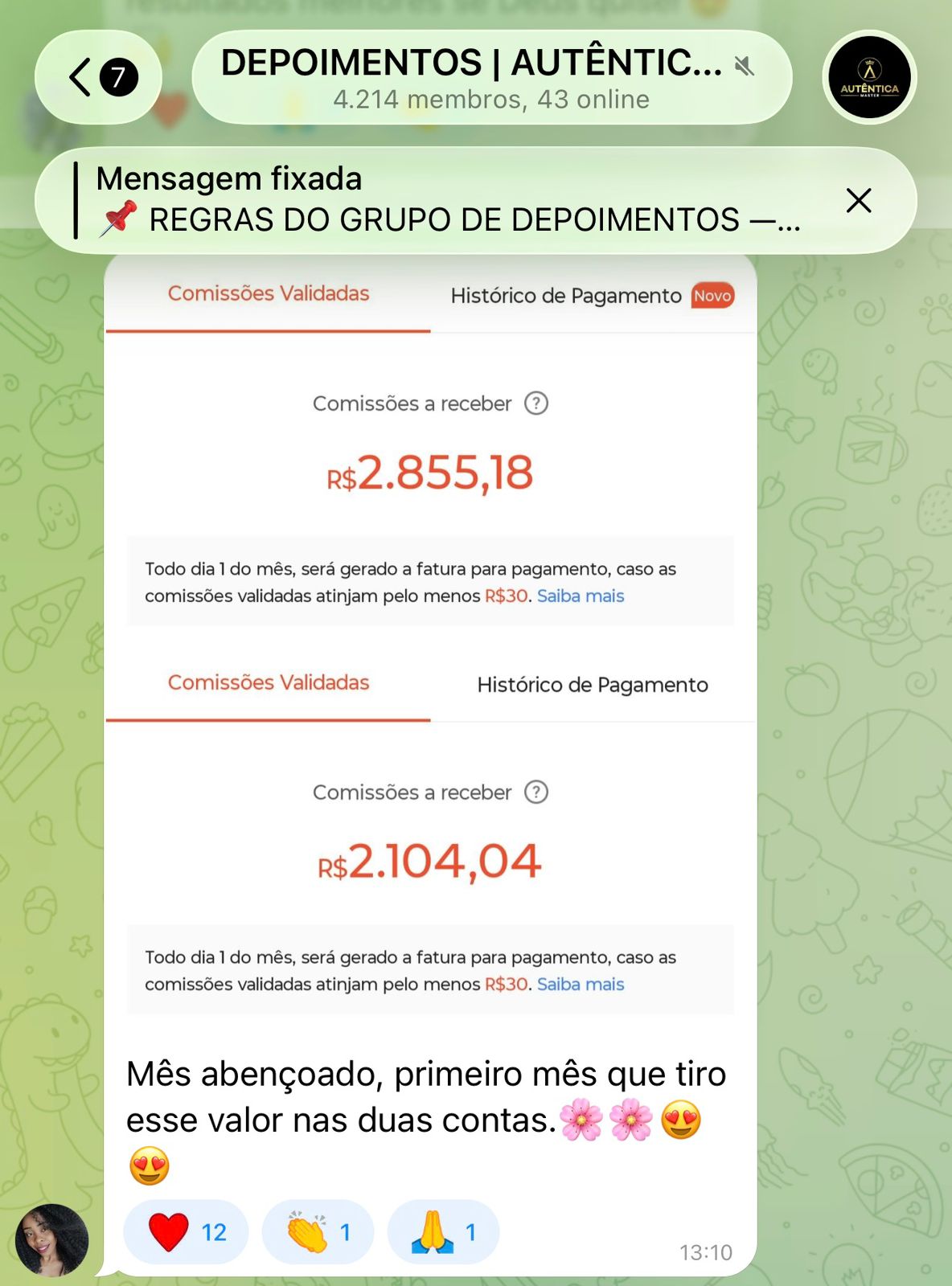 Depoimento de aluna